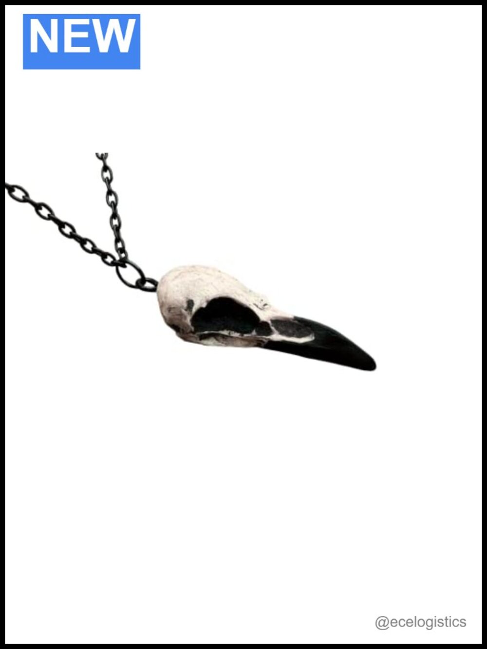 Skull Charm Necklace 1.5" Resin Raven - Gothic Jewelry